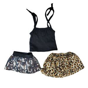 18" Doll Clothes Lot Of 3 Party Halter Top Animal Print Skirt Sequin Skirt OG AG